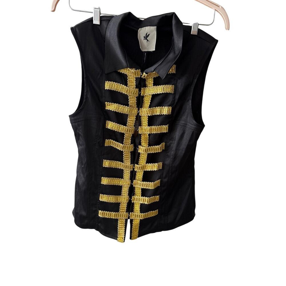 NWT One Teaspoon S Black Gold Military Marching Band Embroidered Steampunk Vest